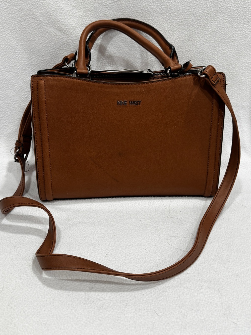 Nine West Brown Structured Satchel with Detachable Strap
